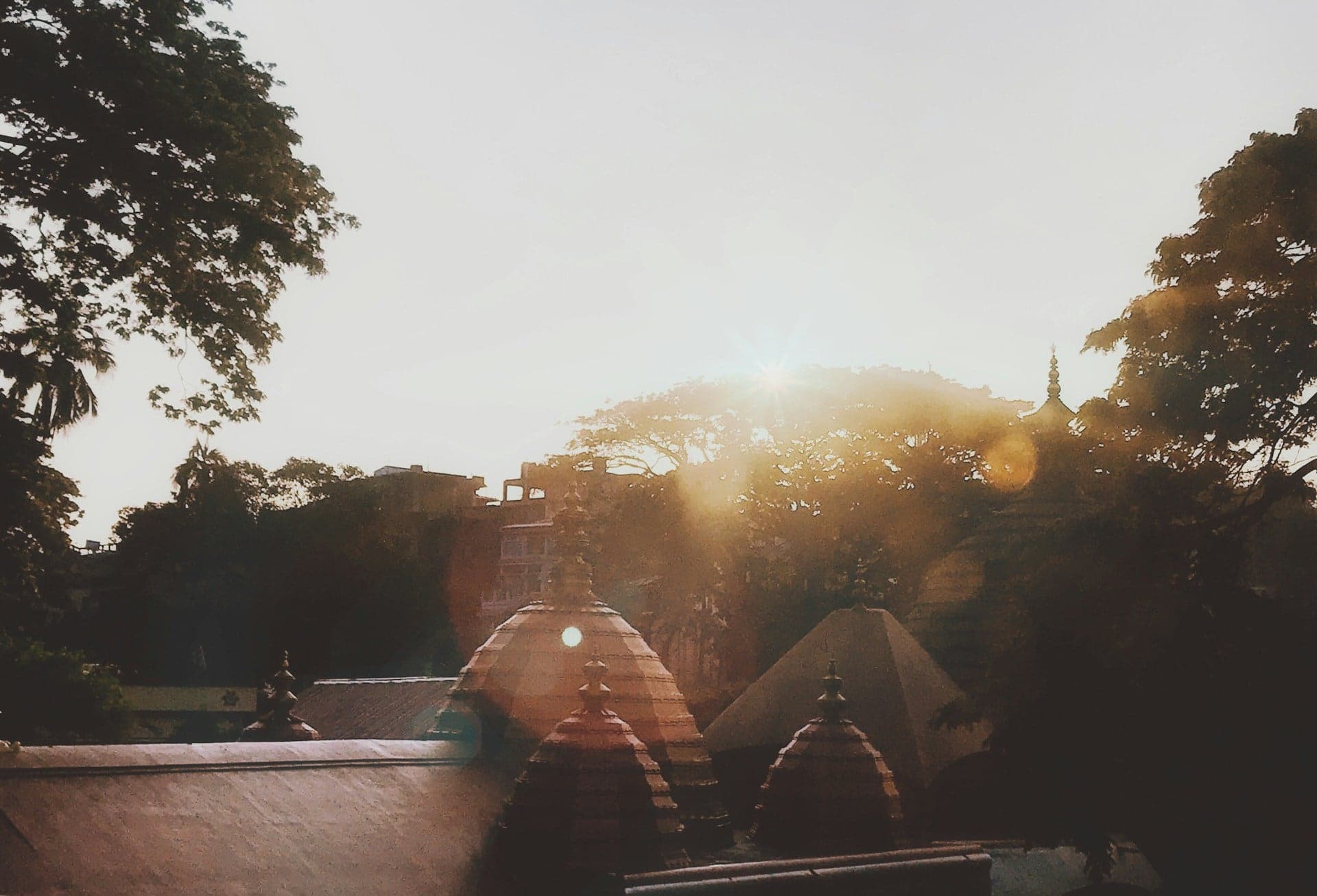 Sunlight over the spires of Kamakhya Temple in Guwahati