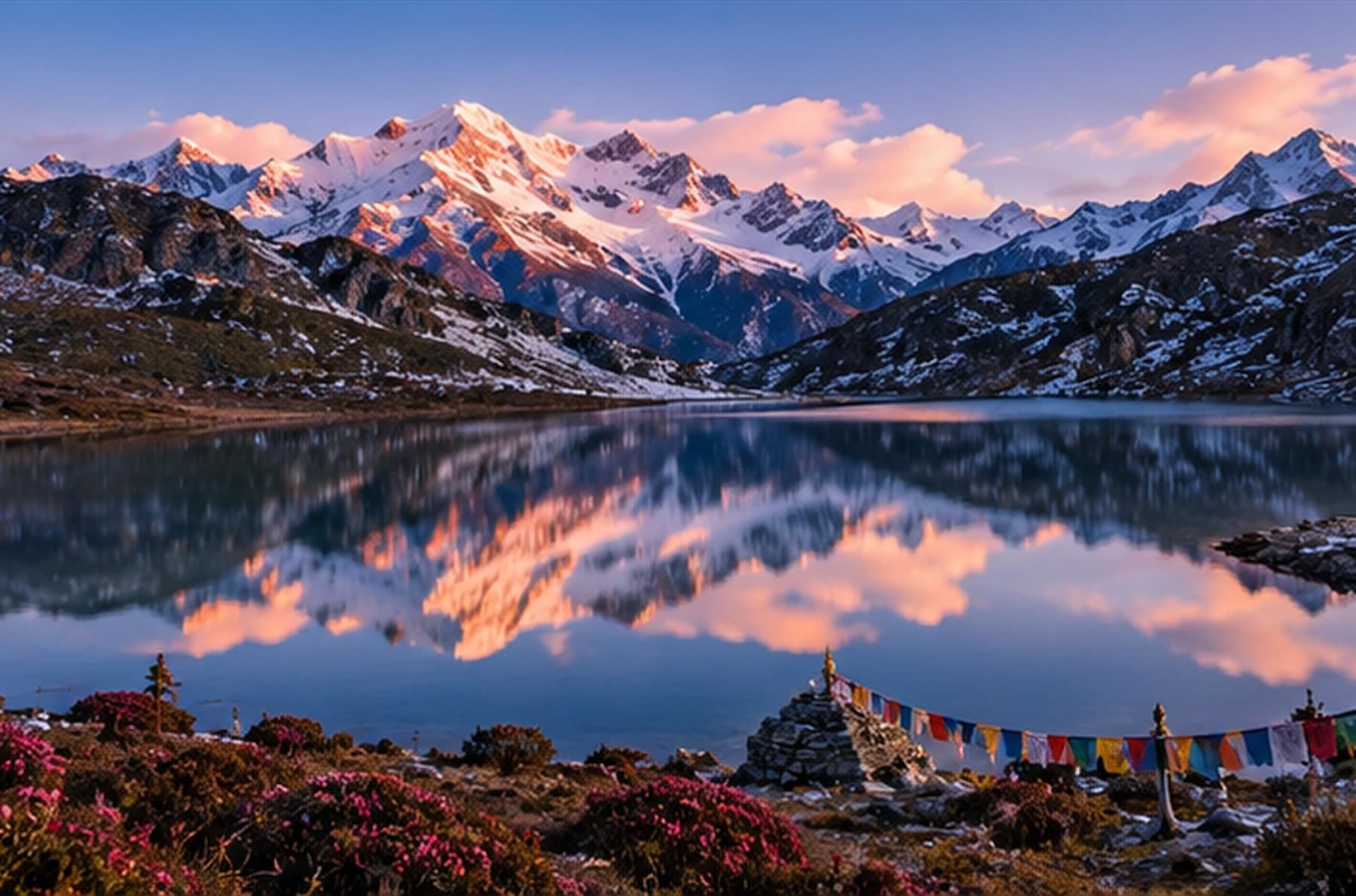 Sangetsar Lake surrounded by snow-dusted peaks near Tawang